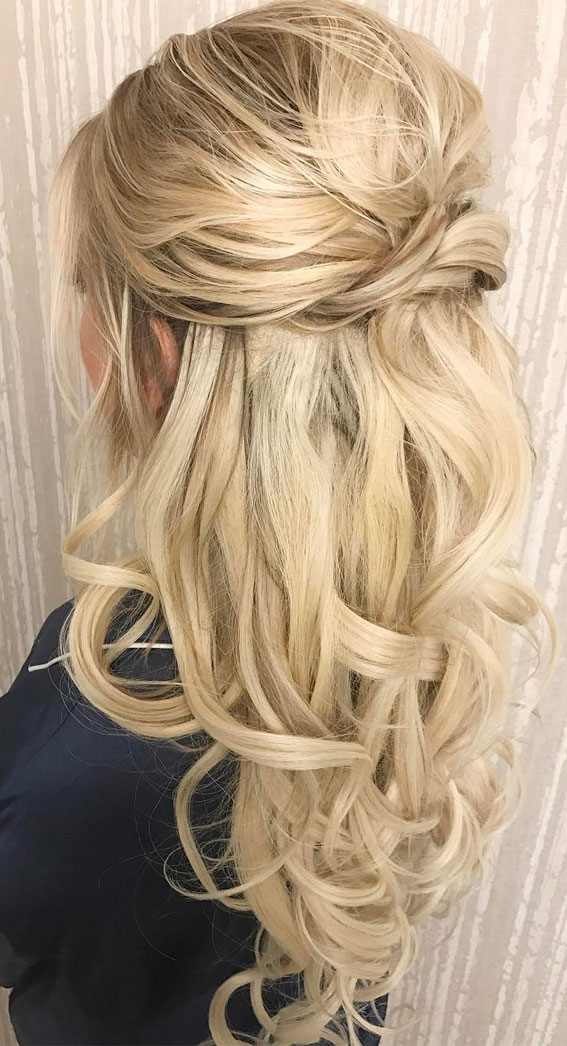 half up half down wedding hairstyles, bridal half up, wedding hairstyle half up, bridal simple hairstyle