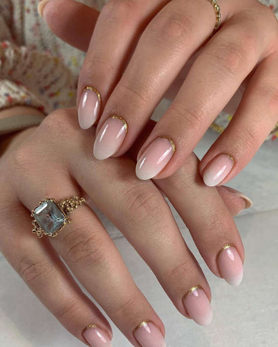 ombre bridal nails, wedding nails, bridal nails, classy wedding nails with glitter, ombre wedding nails, wedding nails for bride, simple classy wedding nails, french wedding nails