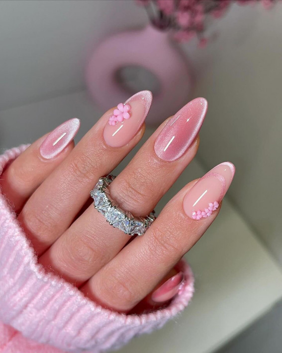 intricate wedding nails, 3d floral wedding nails, classic french nails