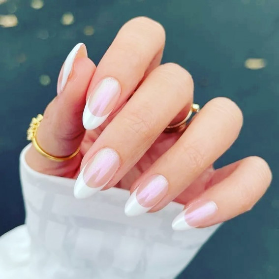 classic french tip nails, wedding nails french ombre, French tip wedding nails short, French tip wedding nails with glitter, French tip wedding nails simple, nail designs, french tip with color, french manicure, wedding nails, classy wedding nails, french wedding nails, classic french nails with a twist