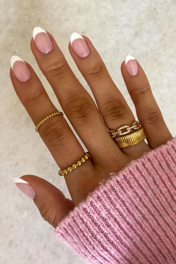 classic french tip nails, wedding nails french ombre, French tip wedding nails short, French tip wedding nails with glitter, French tip wedding nails simple, nail designs, french tip with color, french manicure, wedding nails, classy wedding nails, french wedding nails, classic french nails with a twist