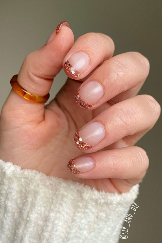 glitter french tip nails, french tip nails, wedding nails french ombre, French tip wedding nails short, French tip wedding nails with glitter, French tip wedding nails simple, nail designs, french tip with color, french manicure, wedding nails, classy wedding nails, french wedding nails, classic french nails with a twist