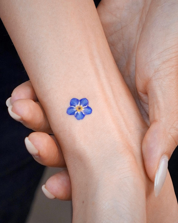 forget me not tattoo, floral wrist tattoo, flower tattoo, wrist tattoos, cute tattoo, small wrist tattoo