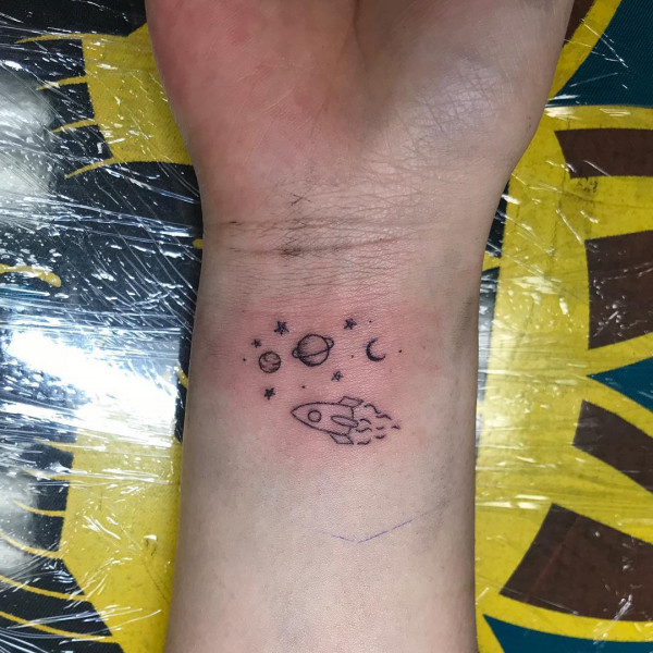 galaxy wrist tattoo, wrist tattoos