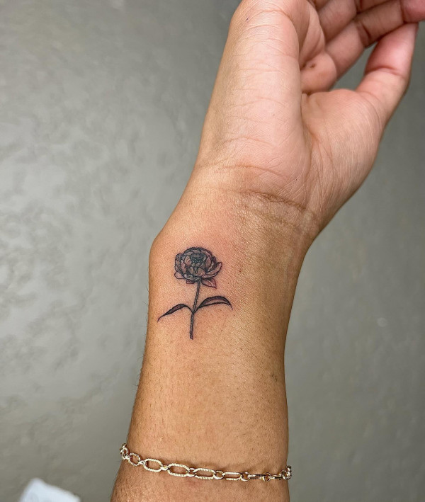 flower tattoo, peony wrist tattoo, wrist tattoos, cute tattoo, small wrist tattoo