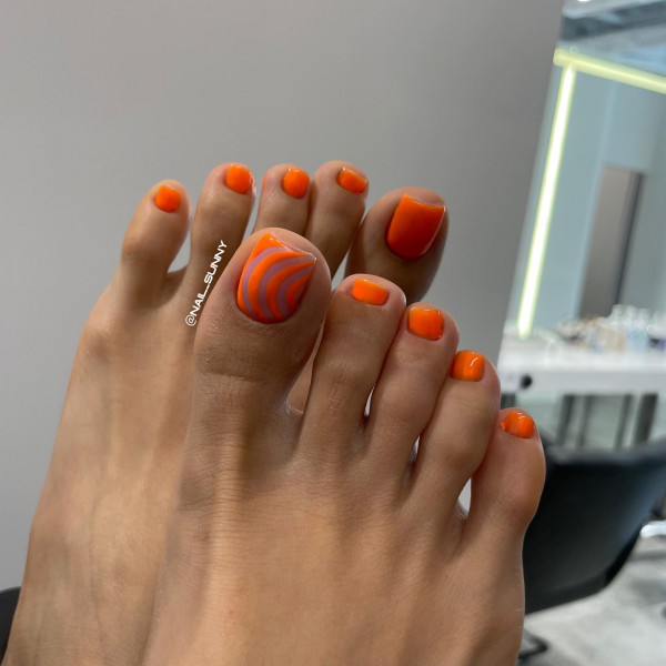 Stylish & Vibrant Orange Toe Nails : 25 Trendy Pedicure Designs
