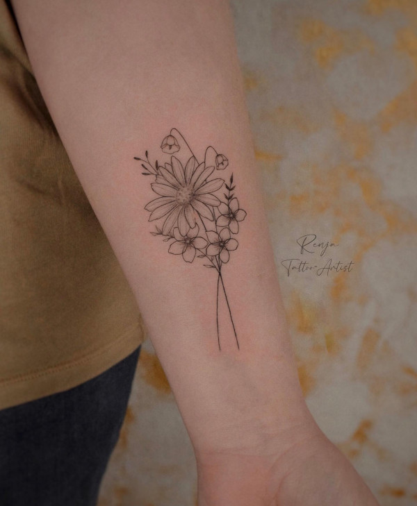 flower tattoo arm women. Flower tattoo arm female, floral arm tattoo, Simple flower tattoo arm, unique flower arm tattoos for females