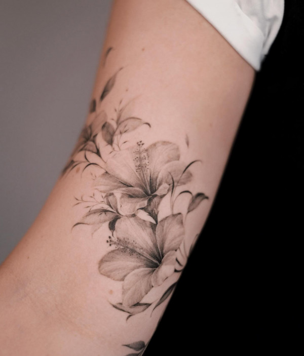 50 Best Floral Tattoos : Hibiscuses Tattoo on Arm