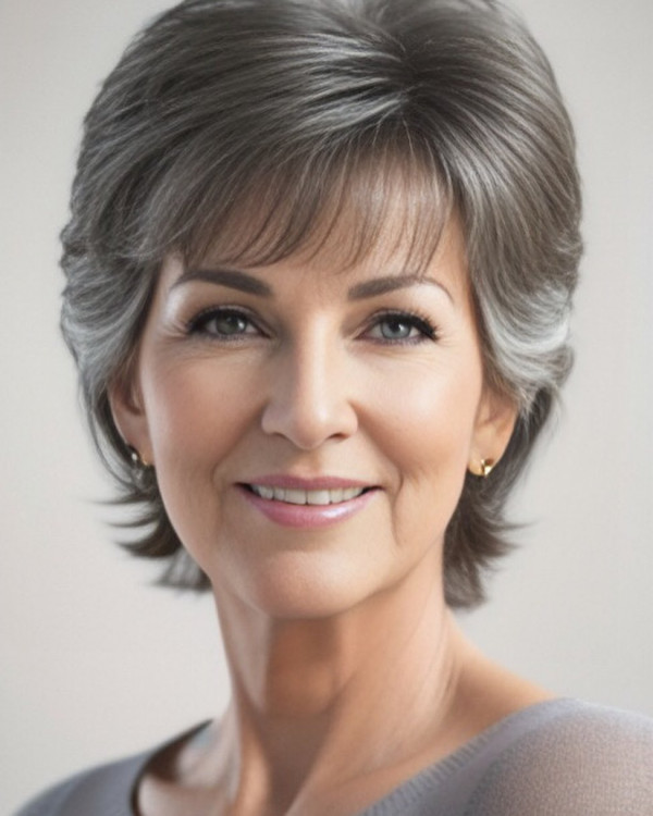 Feathered Layers with Bangs for women over 50