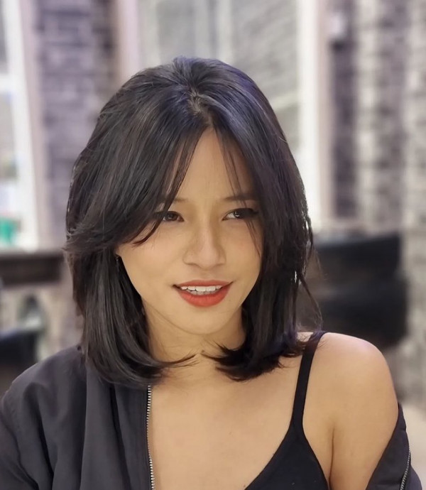 Fine Hair Long Bob with Curtain Bangs