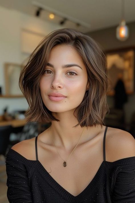 27 Trendsetting Haircuts : Chic Long Bob with Side Part