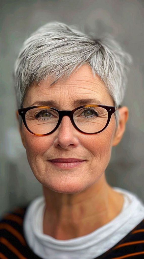 25 Stylish Haircuts for Women Over 60 with Glasses