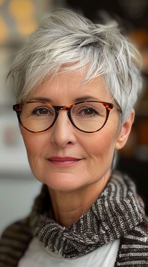 25 Stylish Haircuts for Women Over 60 with Glasses