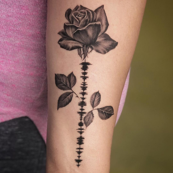 Artist tribute tattoos, Soundwave tattoos, Tattoo ideas for music lovers, Music symbol tattoos, Melody tattoos, Rhythm tattoos, Harmonic tattoos, Musician tattoos