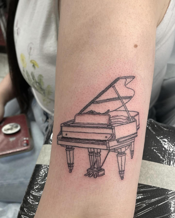 piano tattoos, instrument tattoos, music lover tattoos