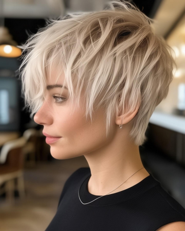 messy pixie, youthful short haircut, pixie haircuts