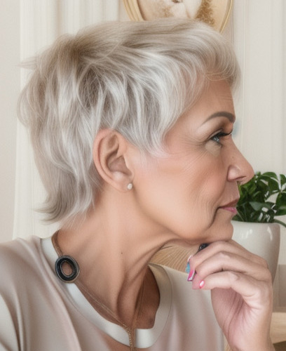 Chic Textured Pixie, short haircut for women over 60