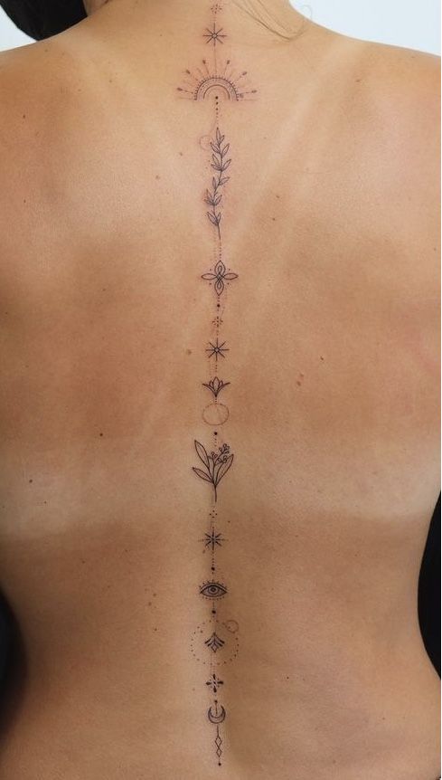 abstract spine tattoos, spine tattoos