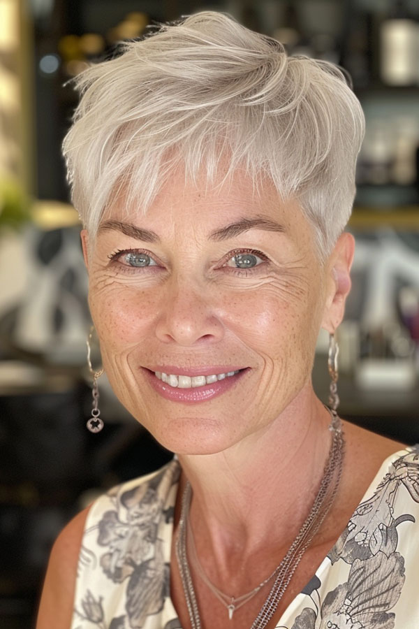 Silver Chic Pixie Haircut For Women Over 60