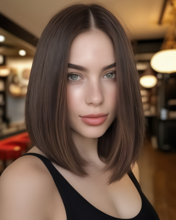 Sleek and Straight Long Bob