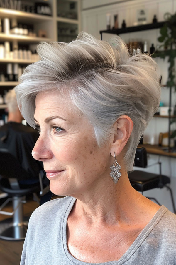 Silver Fox Layered Pixie