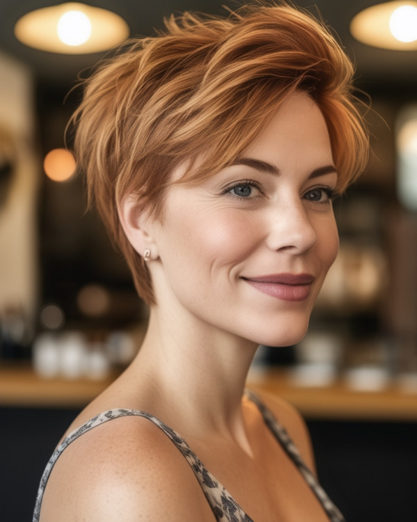 Ginger Auburn Pixie for Women Over 40