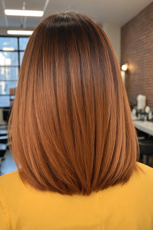 Warm Chestnut Brown, fall hair color idea