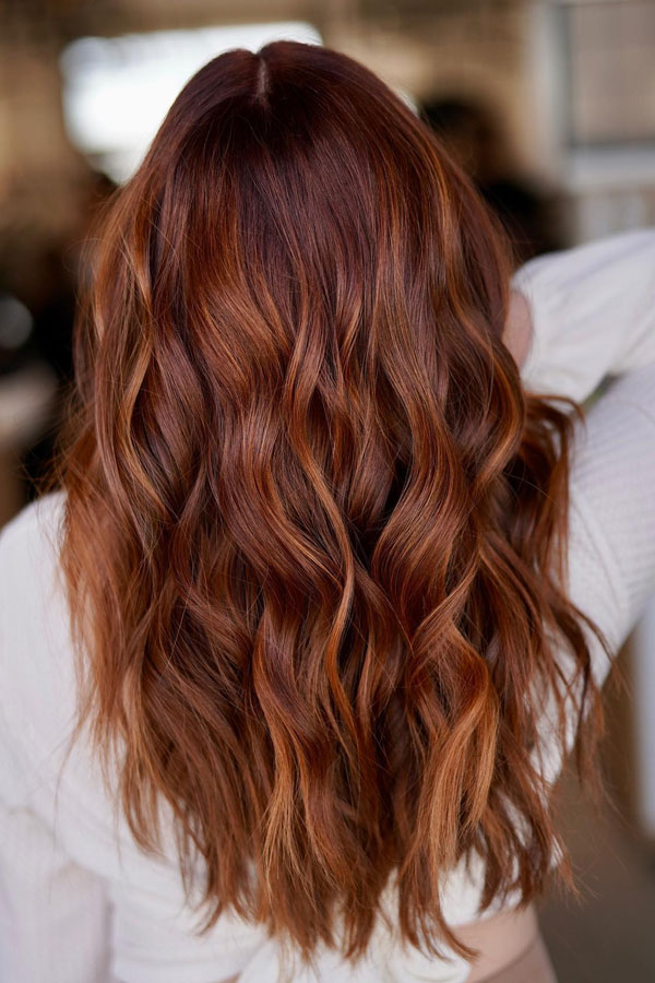 auburn balayage fall hair color idea