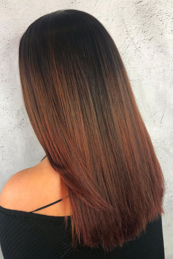 subtle auburn ombre balayage