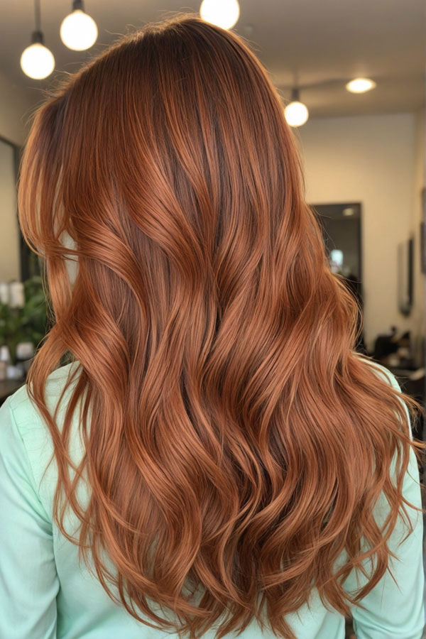 Auburn Waves with Dimension, autumn hair color