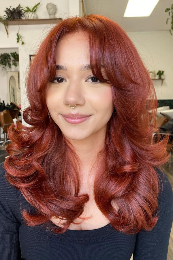 Vibrant Copper Red, autumn hair color idea