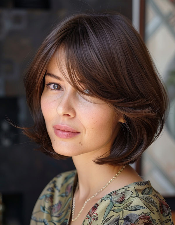 Soft Layered Bob with Side Bangs