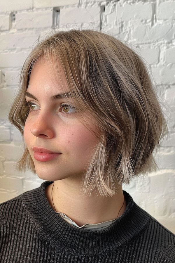 Ash Blonde Wavy Bob