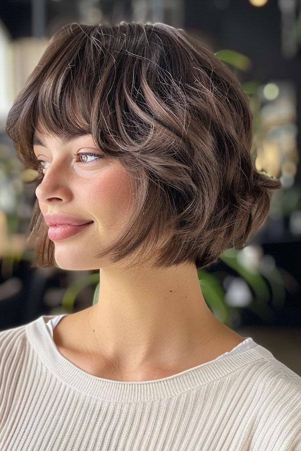 Playful Textured Bob with Bangs