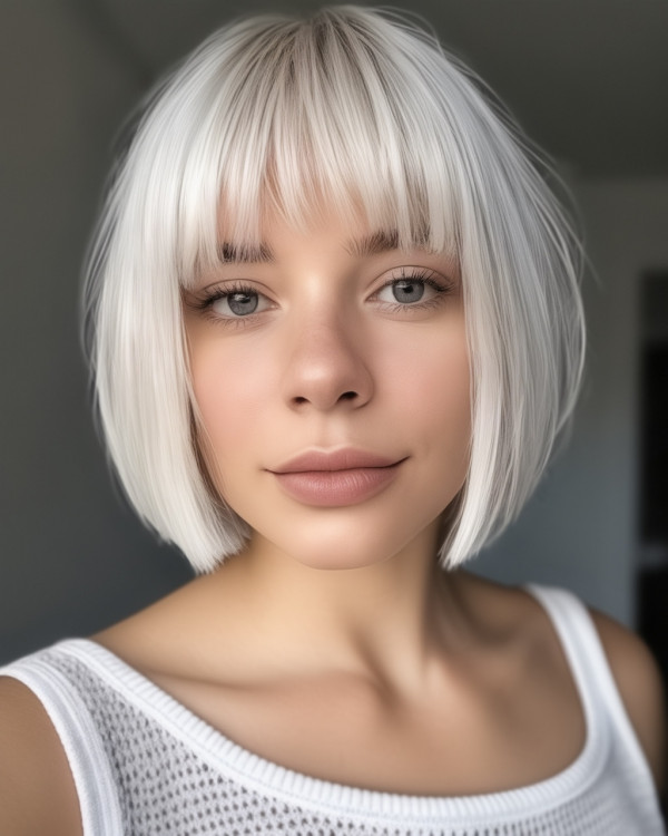 crystal platinum stacked bob with fringe