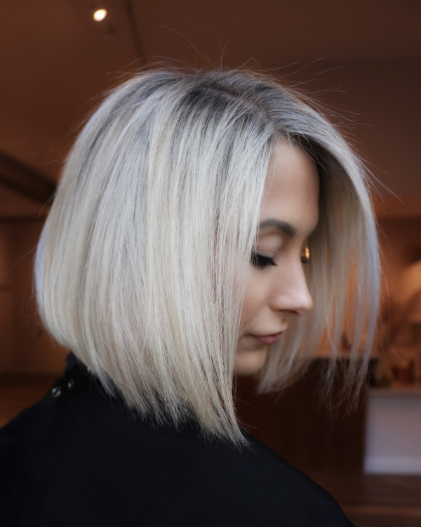 Frosted Ash Platinum Lob, long bob haircuts