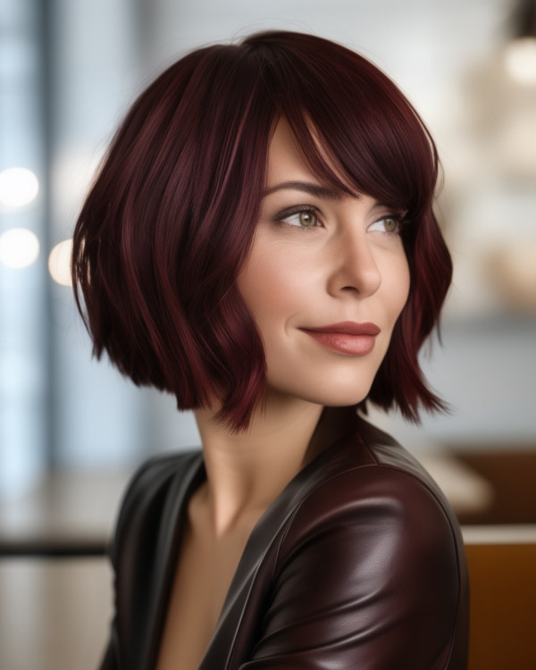 Cabernet Chic Bob with Fringe