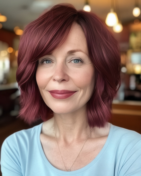 Elegant Burgundy Bob for Women Over 60