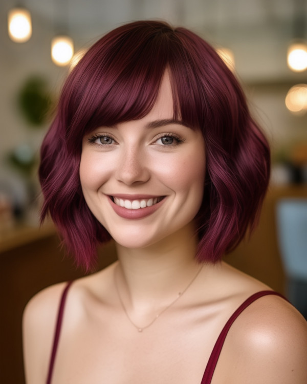 Vibrant Plum Bob with Fringe