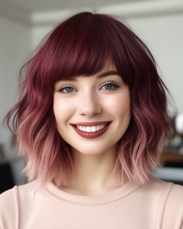 Ombre Burgundy Blush Bob