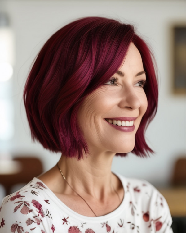 Radiant Ruby Bob for Women Over 60