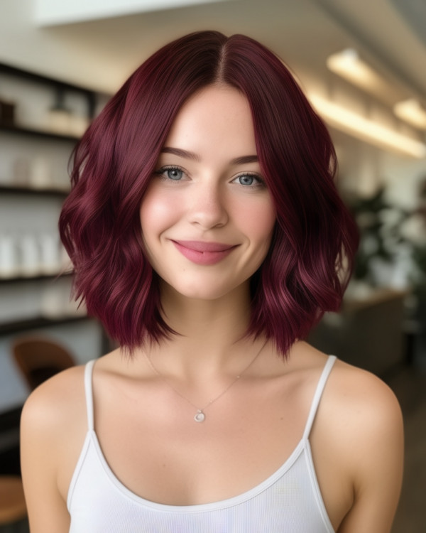 Velvet Burgundy Long Bob