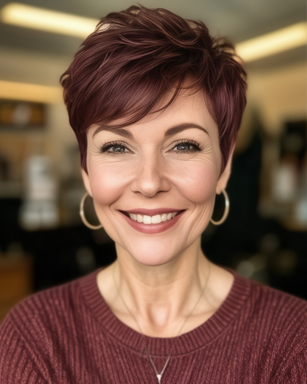 Wineberry Burgundy Pixie for Women over 60