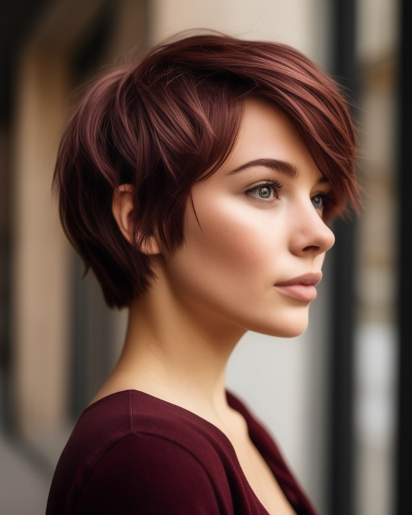 Deep Plum Burgundy Pixie