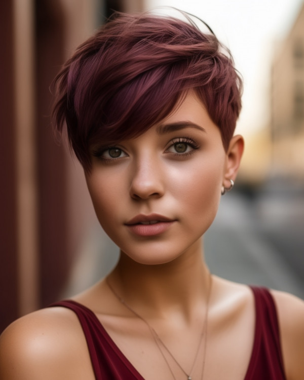 Rich Cranberry Burgundy Pixie