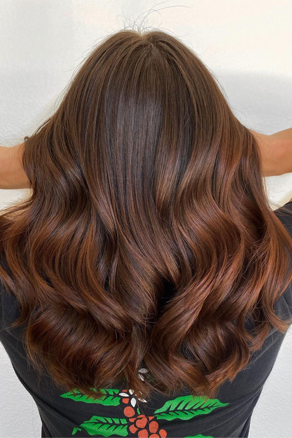 Copper-Infused Chestnut, chestnut hair color idea