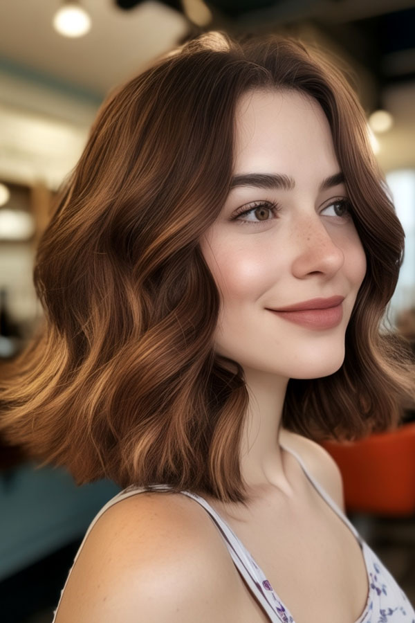 Soft Chestnut Bob, chestnut hair color idea