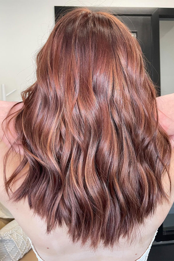 auburn balayage hair, autumn hair colour idea