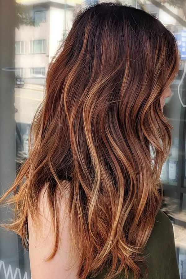 auburn with honey highlights