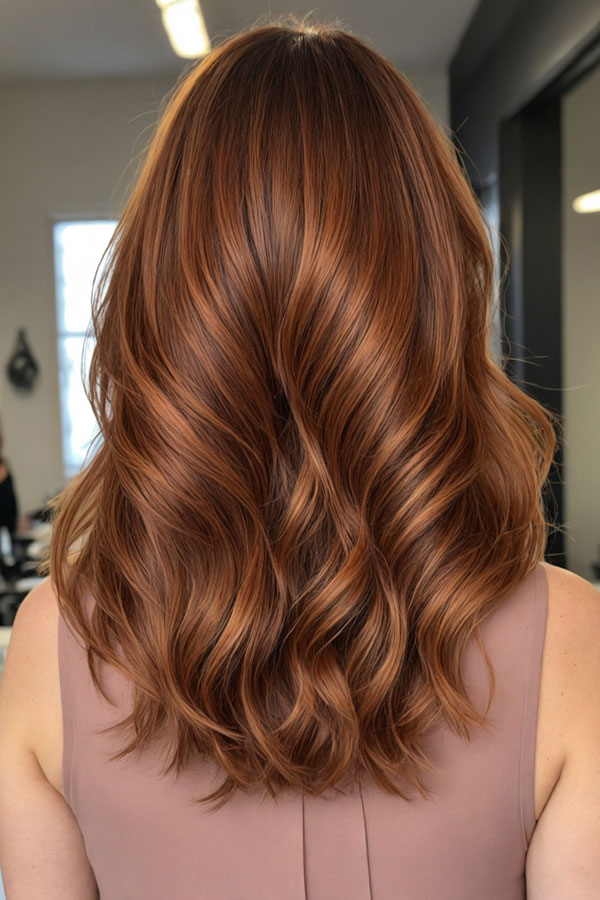 Glossy Auburn Balayage, autumn hair colour